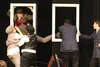 Stefani Schachle and Jessica Frankel fit a brassiere on Wyatt Gag — in the role of Hannay — as he attempts to flee from policemen played by Nick Carlson and Shane Conrad in a performance of ‘