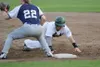 Mat-Su Miners infielder Levi Jordan slides back into first base during a 7-4 win over the Anchorage Glacier Pilots Monday, July 11, 2016, at Hermon Brothers Field in Palmer. Jeremiah Bartz/Fr