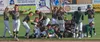 The Mat-Su Miners celebrate a 9-8 walk-off, come-from-behind victory over the Anchorage Bucs during the final game of the Alaska Baseball League Top of the World Series Wednesday night at Her