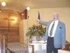 Evangelist Leon Foote becomes animated during his sermon
Wednesday at Independent Baptist Church in Big Lake. Focusing on
lessons from the Bible, Foote encourages believers to stay on the
rig