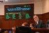 Senate President Peter Micciche, R-Soldotna, watches as the Alaska Senate votes Thursday, May 19, 2022, on the Alaska state budget. James Brooks/Alaska Beacon