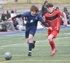 Soldotna's Declan Culver dribbles against Houston's Dustin Vandermee on Friday, May 10, 2024, at Soldotna High School in Soldotna, Alaska. Jeff Helminiak/Peninsula Clarion