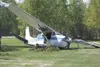 ROBERT DeBERRY/Frontiersman A Piper Cub sits in the grass off a
small Fairview Loop-area strip after it clipped a tree on take-off
Friday afternoon. There were no major injuries reported.