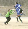 Palmer freshman Brennan Bohmam, right, collides with Nikiski
goalkeeper Jordan Harrison during Palmer’s 5-1 win over Nikiski at
Colony High School on Friday. Bohman scored his first goal of t