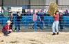Quoddy Repnow won the hay toss event. Jacob Mann/For the Frontiersman