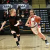 Wasilla's Mylee Anderson runs the ball down the floor during a win over West Anchorage. Bruce Eggleston/matsusports.net