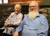 World War II and Vietnam veteran Walt Fergus and his wife Lila pose for a photo in the library of Primrose Retirement Community in Wasilla on Friday, May 20, 2016. The couple will have been m