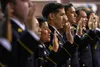 Army Sgt. Franco Leon, assigned to the 539th Composite Truck Company (Light), 17th Combat Sustainment Support Battalion, U.S. Army Alaska, recites the noncommissioned officer creed during an 