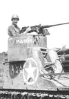 Heinz Kohring, at the machine gun turret May 1944 on maneuvers in Kentucky. Courtesy Kohring family