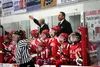 Wasilla head coach Trent Schachle reacts to a call during a 5-4 loss to Eagle River in the state quarterfinals Thursday at the Menard Arena in Wasilla. Schachle’s Warriors bounced back with a