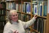 Lorie Kirker points to one section of her Alaskana Books store
that covers Alaskan history, from the Crustacean period to the
1970s. With 25,000 volumes on Alaska, Alaskana Books claims to be