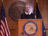 Deena Bishop, commissioner of the Alaska Department of Education and Early Development, speaks to reporters during a news conference Thursday, April 17, 2025. James Brooks/Alaska Beacon