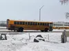 A Durham School Services prepares to turn into the Palmer High School parking lot. Jeremiah Bartz/Frontiersman