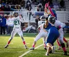 Colony's Jack Nash drops back to pass during a win over Bartlett. Courtesy of Bryan Boyett