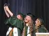 CHS Valedictorian Calista Ousley takes a selfie with dual Masters of Ceremony Leila Kell and Mia McCann after finishing her speech during the CHS graduation ceremony on Wednesday evening. Kat
