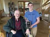 Alaska Frontier Trappers Association Trapper of the Year Wynn McKinnis poses for a photo with his award alongside his grandfather, Guy Powell. Photo courtesy of Doug McKinnis