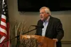 Don McClintock, an attorney and board member for Justice Not Politics Alaska, speaks to the Greater Wasilla Chamber of Commerce Tuesday. McClintock and his group are opposed to changes a Fair