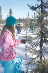 TODD L. DISHER/Frontiersman Rachel Cline holds a logger’s tape
for her classmates at Mat-Su Career Technical High School. The
ultimate goal of the students’ work is to mitigate moose feeding
