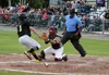 Mat-Su catcher Austin Pinorini makes the tag at home during a 2-1 win over the Anchorage Bucs July 18 in Palmer. JEREMIAH BARTZ/ Frontiersman