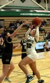 Colony's Aria Smith drives to the basket during a win over South Anchorage. Bruce Eggleston/matsusports.net