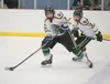 Colony’s Mark Thygeson, trailed by Braden Brunnhoelzl, moves the puck across the ice during a Thursday win over Soldotna. ROBERT DeBERRY/Frontiersman.com
