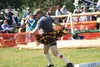 A competitor winds up for a throw in a ‘weights for distance’ event Saturday during the Scottish Field Events at the 33rd annual Alaska Scottish Highland Games at the Alaska State Fairgrounds