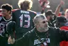 Houston head coach Glenn Nelson throws his hat into the air as the Hawks celebrate a win in the Division III state title game in 2019. Jeremiah Bartz/Frontiersman