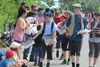 Kids dressed up as Newsies passing out papers, promoting the upcoming production at the Glenn Massay Theater. Jacob Mann/Frontiersman