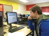 Wasilla High School senior Timofey Kojin works on the College and Career Prep course through APEX. Kojin has taken APEX courses since his sophomore year. He said he likes APEX because it allo