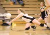 Colony senior captain Shellina Irwin dives for the save during
the Knights' win over Homer at Colony High School. (ROBERT
DeBERRY/Frontiersman)