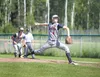 Alaska Road Warriors pitcher Dalton McHugill fires off a pitch during the first inning of Saturday’s game against the Eagle River Wolves at McManus Field in Wasilla. ROBERT DeBERRY/Frontiersm