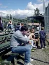 Fans gathered at Hermon Brothers Field on Saturday to watch the
Mat-Su Miners work out. Photo by JEREMIAH BARTZ/ Frontiersman.