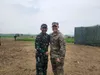 Maj. Arief Widyanto, Tentara Nasional Indonesia (TNI) poses for a photo after reuniting with his former Ranger Instructor, 1st Sgt. Dan Alexander during Super Garuda Shield in Bataraja, Indon