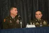 Left, Maj. Gen. Joe Robinson, 3rd Medical Command [Deployment Support] commander, discusses the Army's response to the COVID-19 pandemic during an Association of the U.S. Army Annual Meeting 