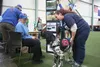 Alaska Solstice Search Dogs volunteer Kathleen Kavalok and her partner Gemini greet an attendee at the 11th annual Mat-Su Emergency Preparedness Expo. Jacob Mann/Frontiersman