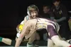 Colony's Soren Simpson maneuvers for position against Dimond Lynx Jack Divelbiss during the 106 lb. final at Saturday's North/South Wrestling Tournament at Wasilla High School. Simpson beat D