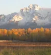 GREG JOHNSON/Frontiersman A sign of fall turning to winter is
the termination dust on the Valley’s surrounding mountain peaks,
highlighted by the changing colors of aspen.