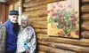 Mel and Peggy Behnke in their log pole home he built by hand.
