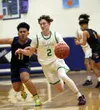 Blake Dinkel drives the ball down the floor during a loss to Kodiak. Bruce Eggleston/matsusports.net