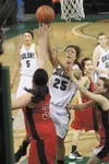 Colony's Hunter Payne goes to the basket during a win over Juneau-Douglas in the ASAA/First National Bank 4A State Championships at the Sullivan Arena on Saturday. MatSuSports.net