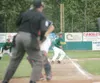 ROBERT DeBERRY/Frontiersman Mat-Su Miner base runner Shane Brown
looks toward home plate during the bottom of the eighth inning of a
7-4 win over the AIA Fire at Hermon Brothers Field on Frid