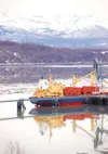 PATTY SULLIVAN/Mat-Su Borough The Clipper Tivoli sits docked at
Port MacKenzie with 16,000 tons of cement on board. The ship
arrived Monday from China.