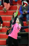 Redington's Feodora Konev moves the ball over the net during a win over Houston. Bruce Eggleston/matsusports.net