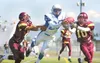 ROBERT DeBERRY/Frontiersman Palmer Moose wide receiver Mitch
Swetzof attempts to make a catch during Saturday's game against the
Dimond Lynx in Anchorage. The Moose lost 14-19.