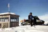 Linnea Crosby at the Curry Lookout, a scenic spot along the
Curry Ridge trail overlooking Mount McKinley. The lookout, built
more than 70 years ago by railroad workers living in the town of
C