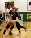 Susitna Valley's Alana Barron drives the ball inside during a win over Glennallen. Bruce Eggleston/matsusports.net