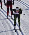 Colony's Annika Hanestad (front) leads Kenai Central's Addison Gibson (102) and the rest of the girls field Saturday afternoon at the Region III skiing championships at the Tsalteshi Trails i