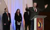 Gov. Mike Dunleavy talks about his support for the proposed trans-Alaska natural gas pipeline on Thursday, Aug. 28, 2025, during the Alaska Oil and Gas Association conference in Anchorage. At