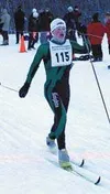 Colony's Jeff Warner finishes the classic style ski event Friday
with a fresh coat of frost on his face. Skiers battled cold
temperatures Friday and Saturday in the Mat-Su Pursuit. TIM
BRODT/