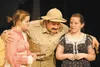 Tia Jones as Aunt Martha, Joshua Johnson as Teddy and Kelsi Jones as Aunt Abby run through a practice of Joseph Kesselring’s ‘Arsenic and Old Lace’ in the theater at Wasilla High School. The 